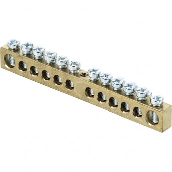 Шина EKF PROXIMA PEN "ноль-земля" 6х9мм 12 отверстий латунь крепеж по центру Шина EKF PROXIMA PEN "ноль-земля" 6х9мм 12 отверстий латунь крепеж по центру