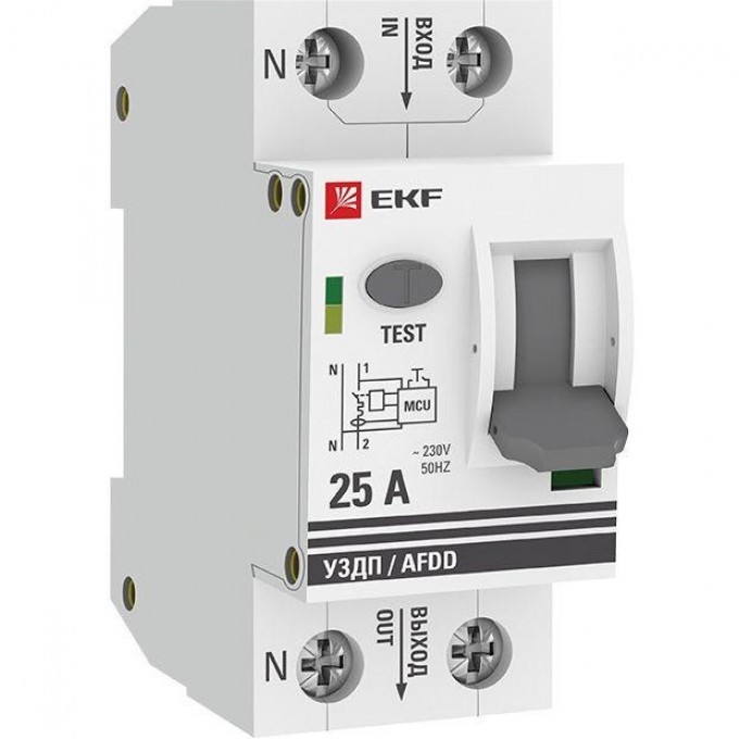 Устройство защиты от дугового пробоя EKF PROxima 1P+N, 25А, 6 кА, УЗДП afdd-2-25C-pro Устройство защиты от дугового пробоя EKF PROxima 1P+N, 25А, 6 кА, УЗДП afdd-2-25C-pro